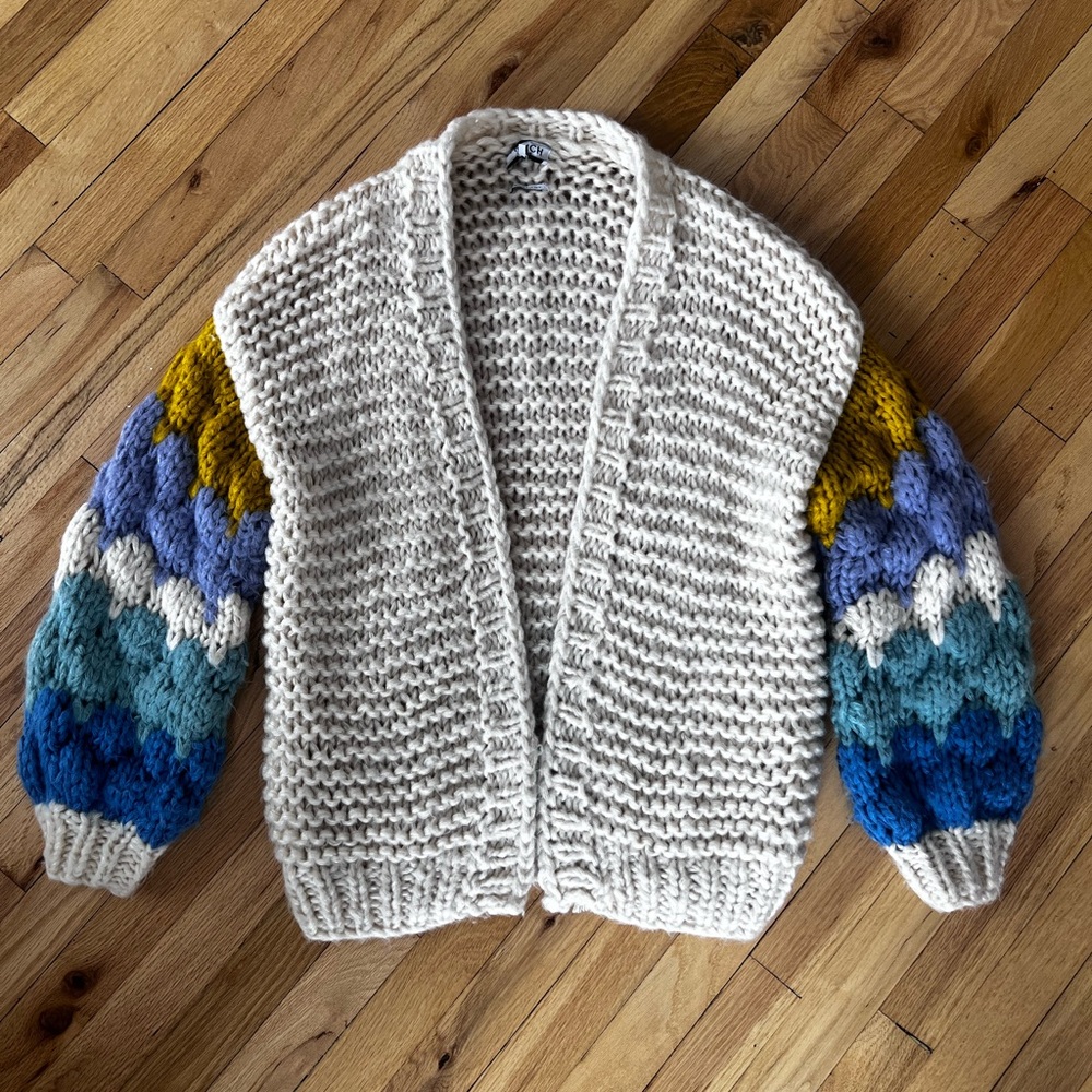 FRNCH Paris Hand-Knit Cream Cardigan
